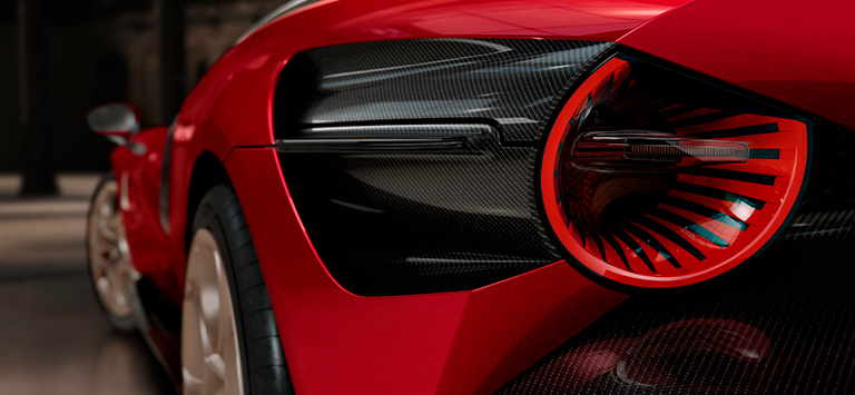 Psscas traseiros emergem da asa do automóvel